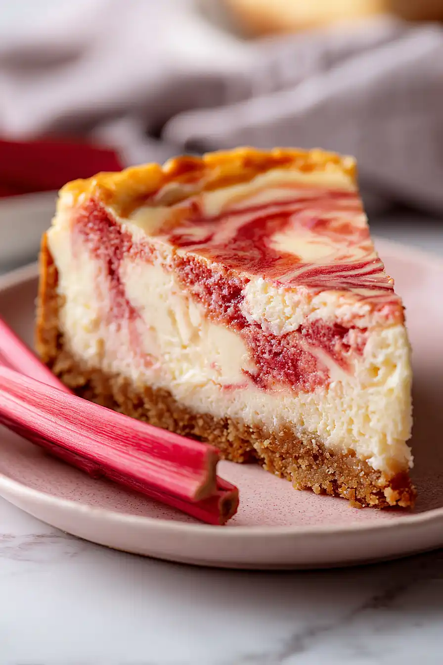 vegan strawberry rhubarb cheesecake