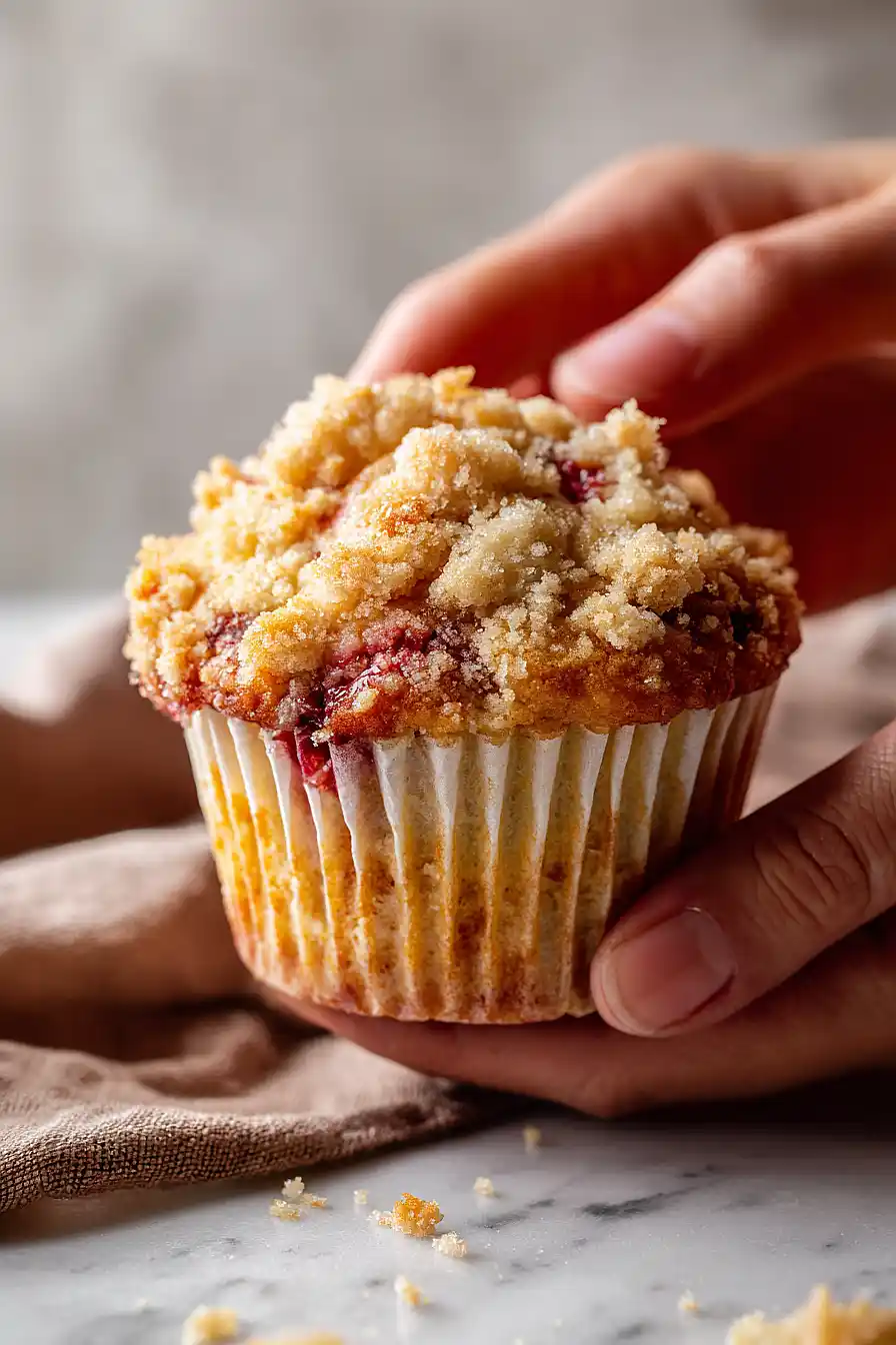rhubarb crumble muffins