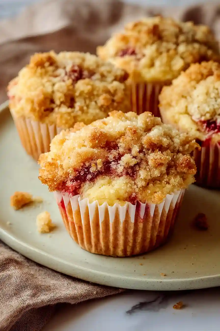 rhubarb crumble muffins