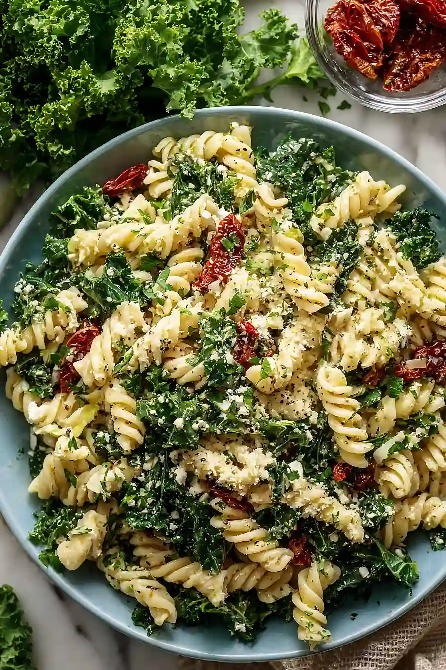 mediterranean pasta salad with kale