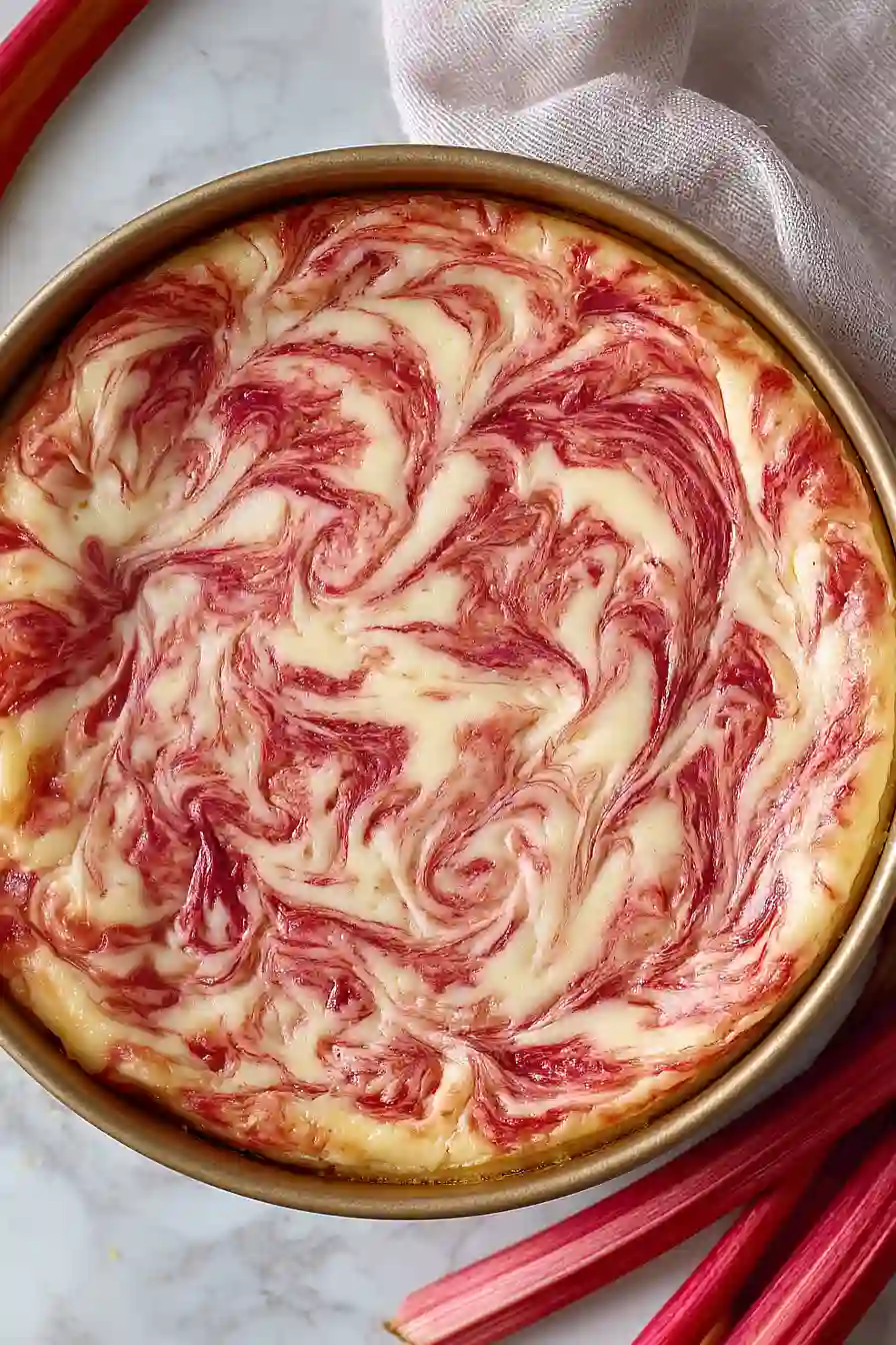 vegan strawberry rhubarb cheesecake