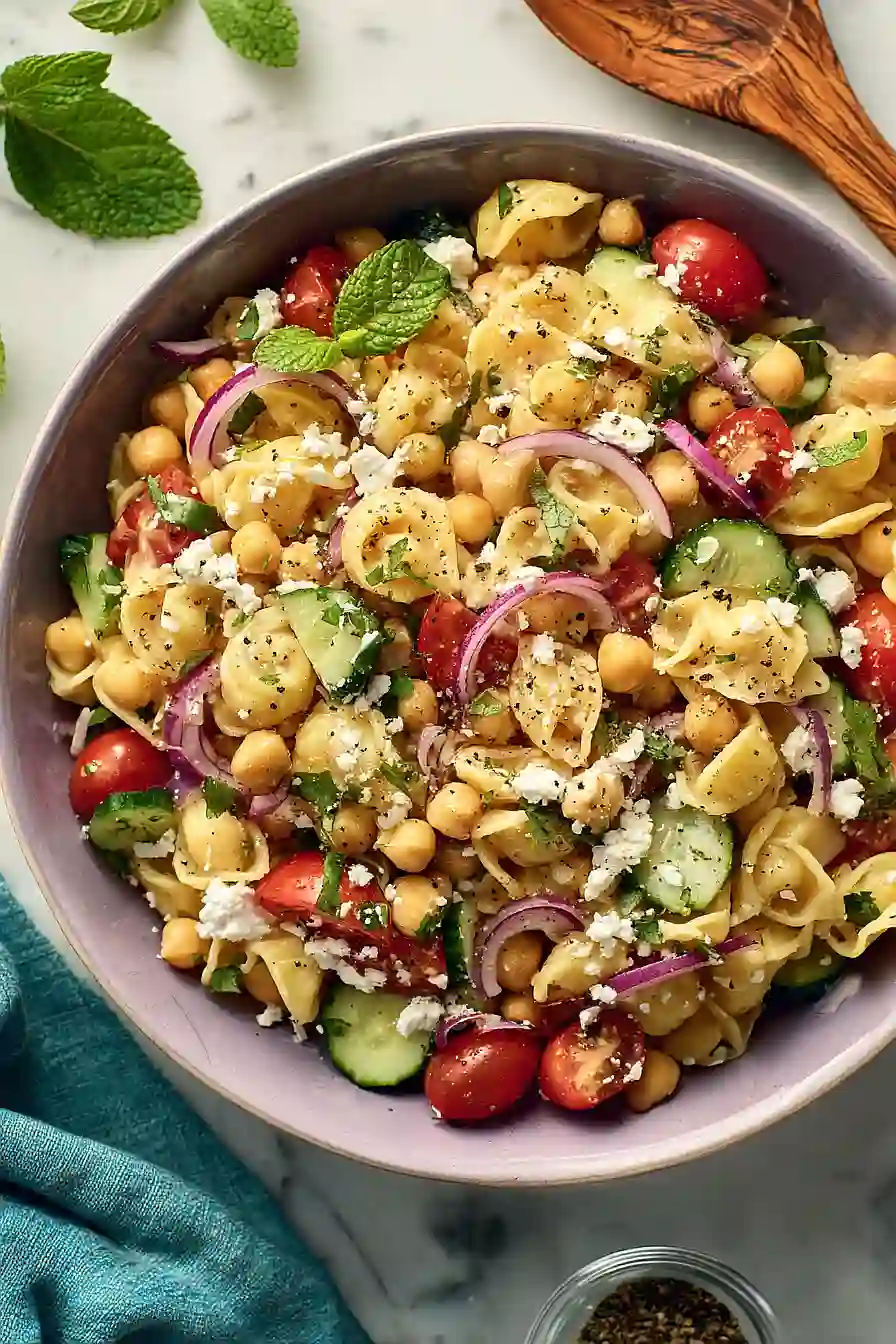 mediterranean chickpea pasta salad