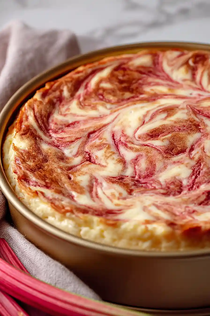 vegan strawberry rhubarb cheesecake