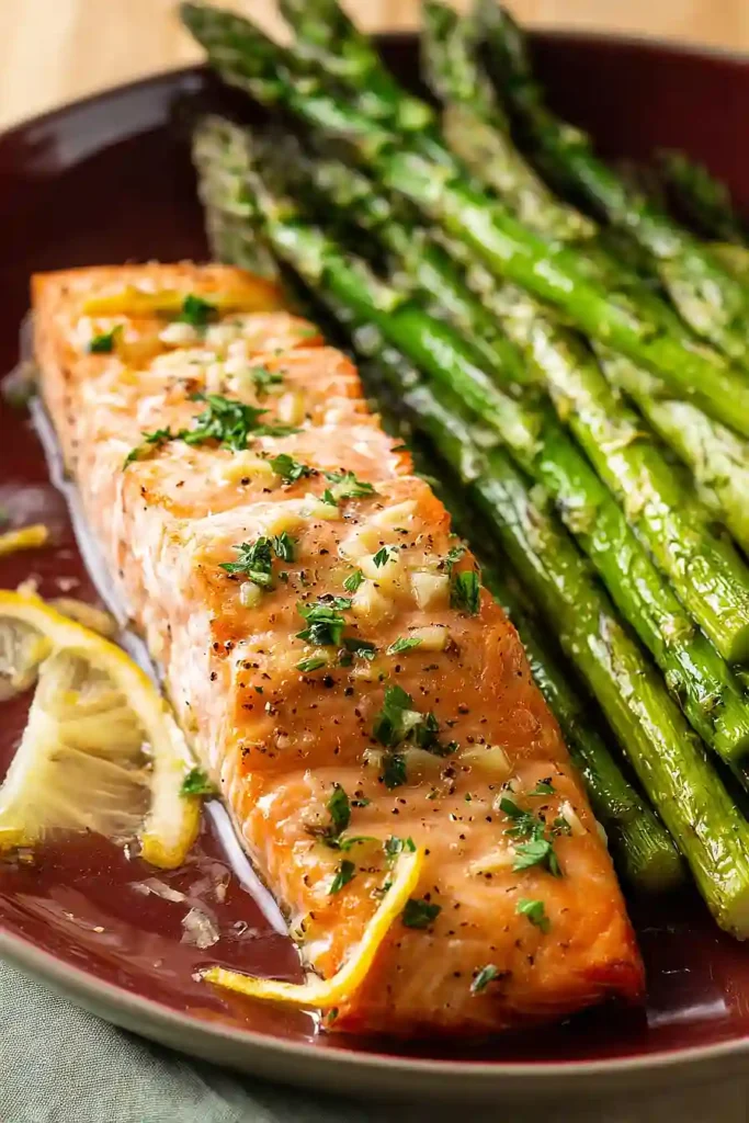 baked salmon and asparagus in a foil