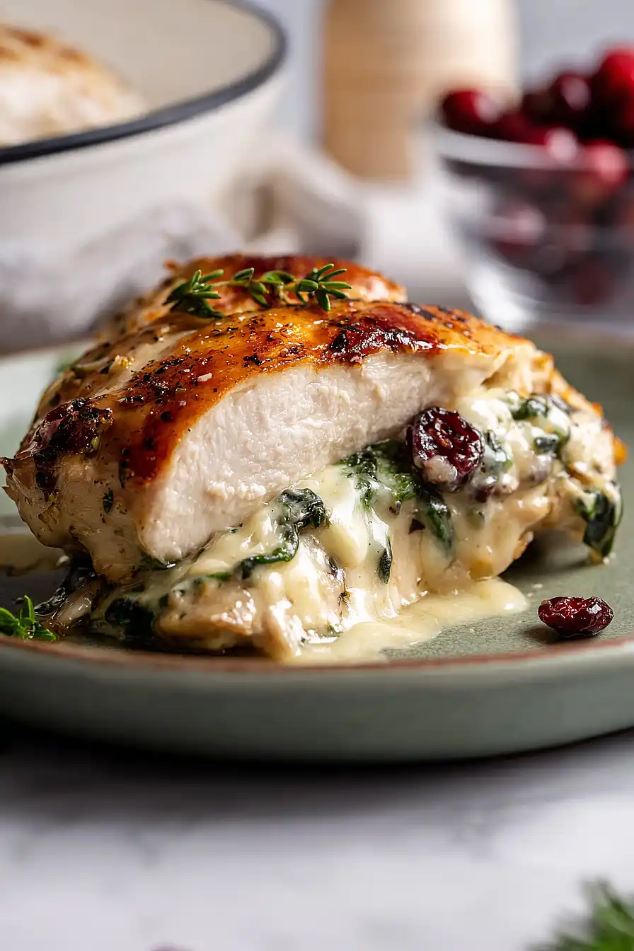 cranberry spinach stuffed chicken brie