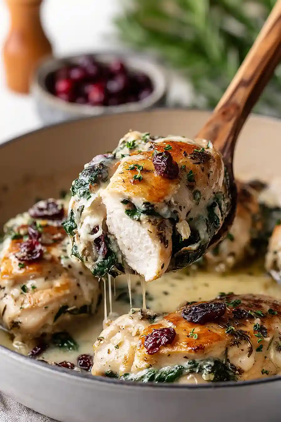 cranberry spinach stuffed chicken brie