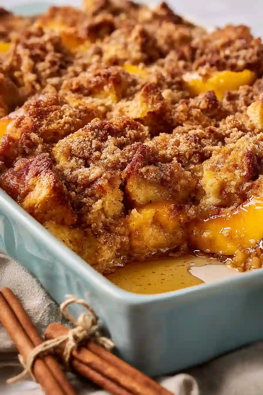 peach cobbler french toast bake