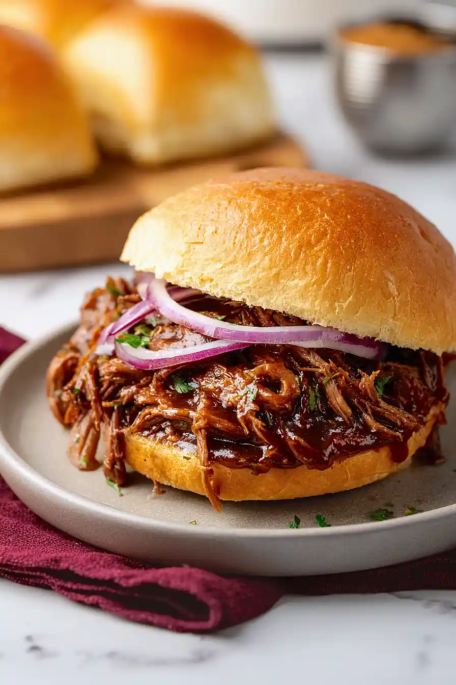 crockpot BBQ beef brisket sandwiches
