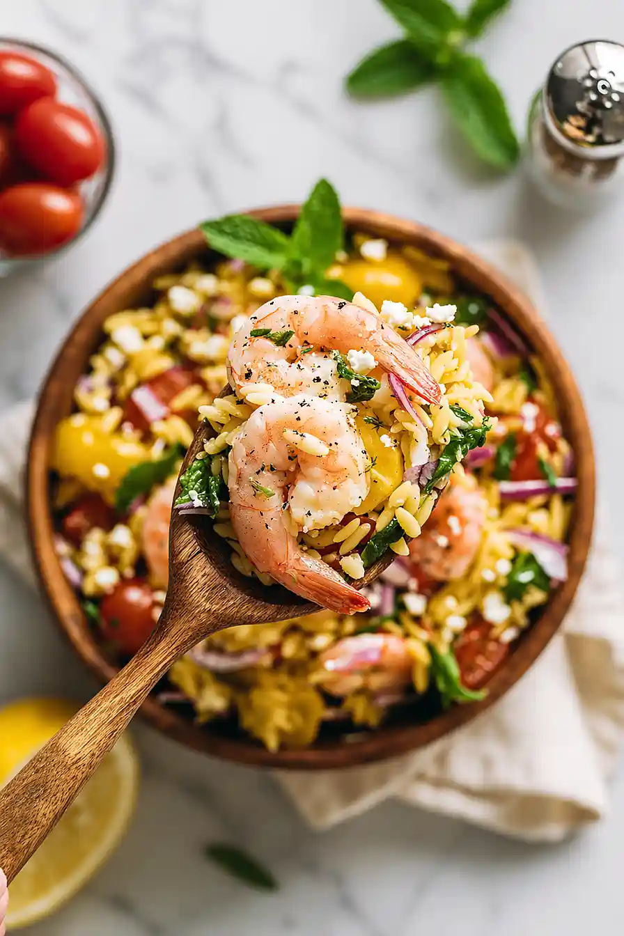mediterranean shrimp orzo salad